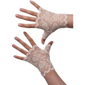 Women's Fingerless Nude Short Lace Gloves Party Wedding Costume Accessories